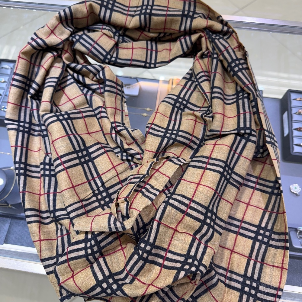 Burberry London Classic Nova Check Scarf- Beige, Black & Red - Pre-owned